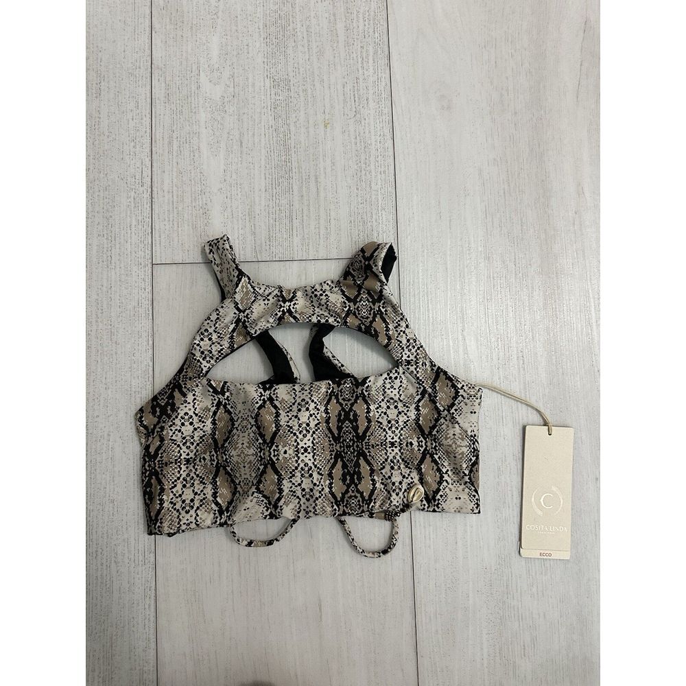 NWT Cosita Linda Cutout Bikini Top Sz M - Animal Snake Print